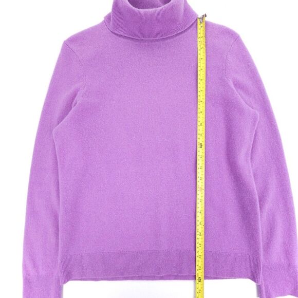 TALBOTS 100% Cashmere Classic Turtleneck Sweater Minimal Ribbed Lilac Purple - Picture 4 of 6